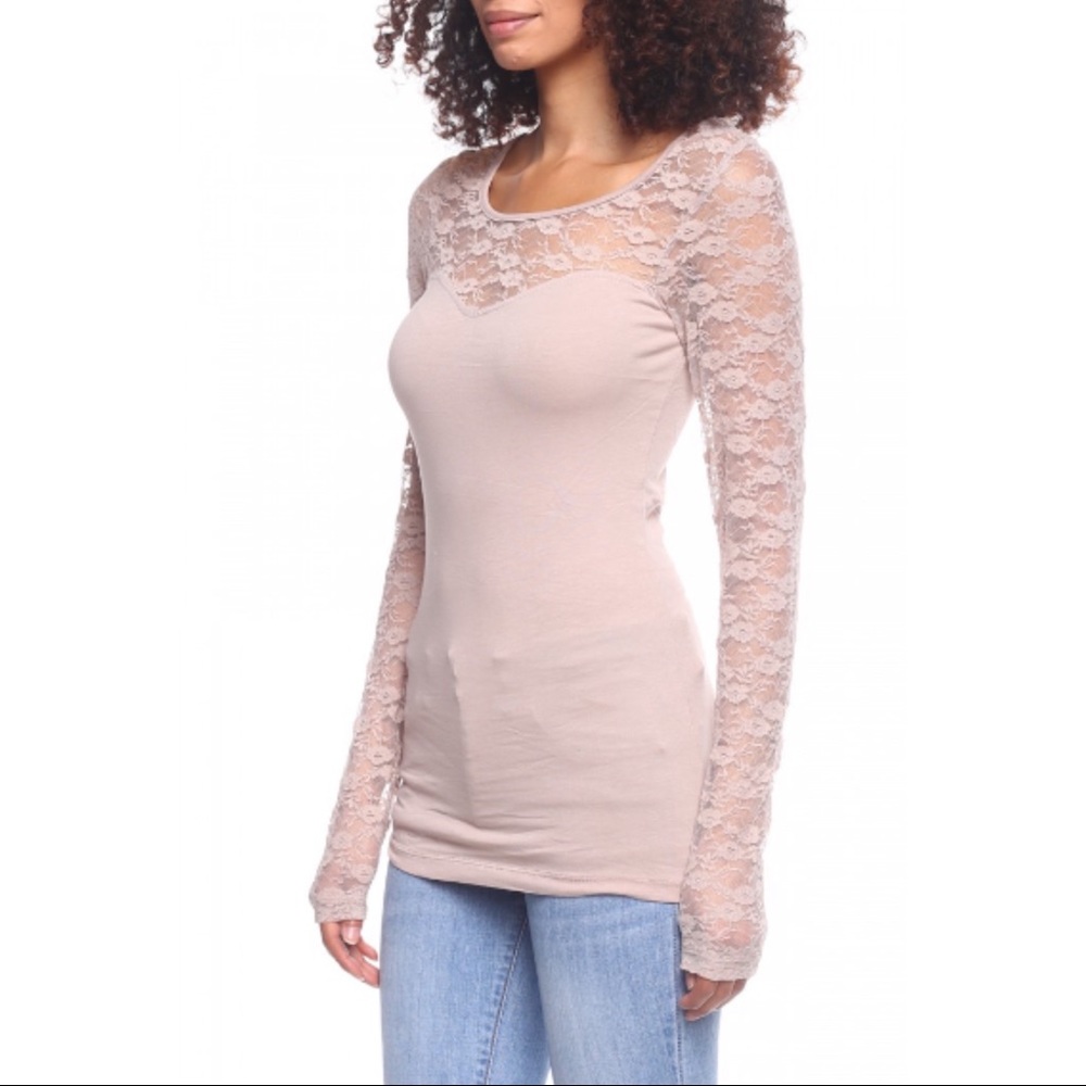 NWOT Sweetheart Floral Lace Long Sleeve Top - Picture 4 of 8
